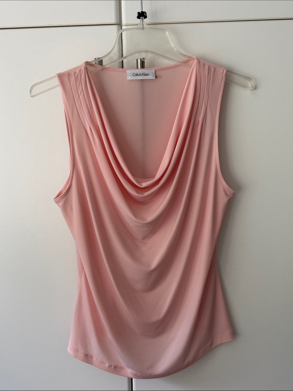 Calvin Klein Pink Draped Cowl Neck Sleeveless Top